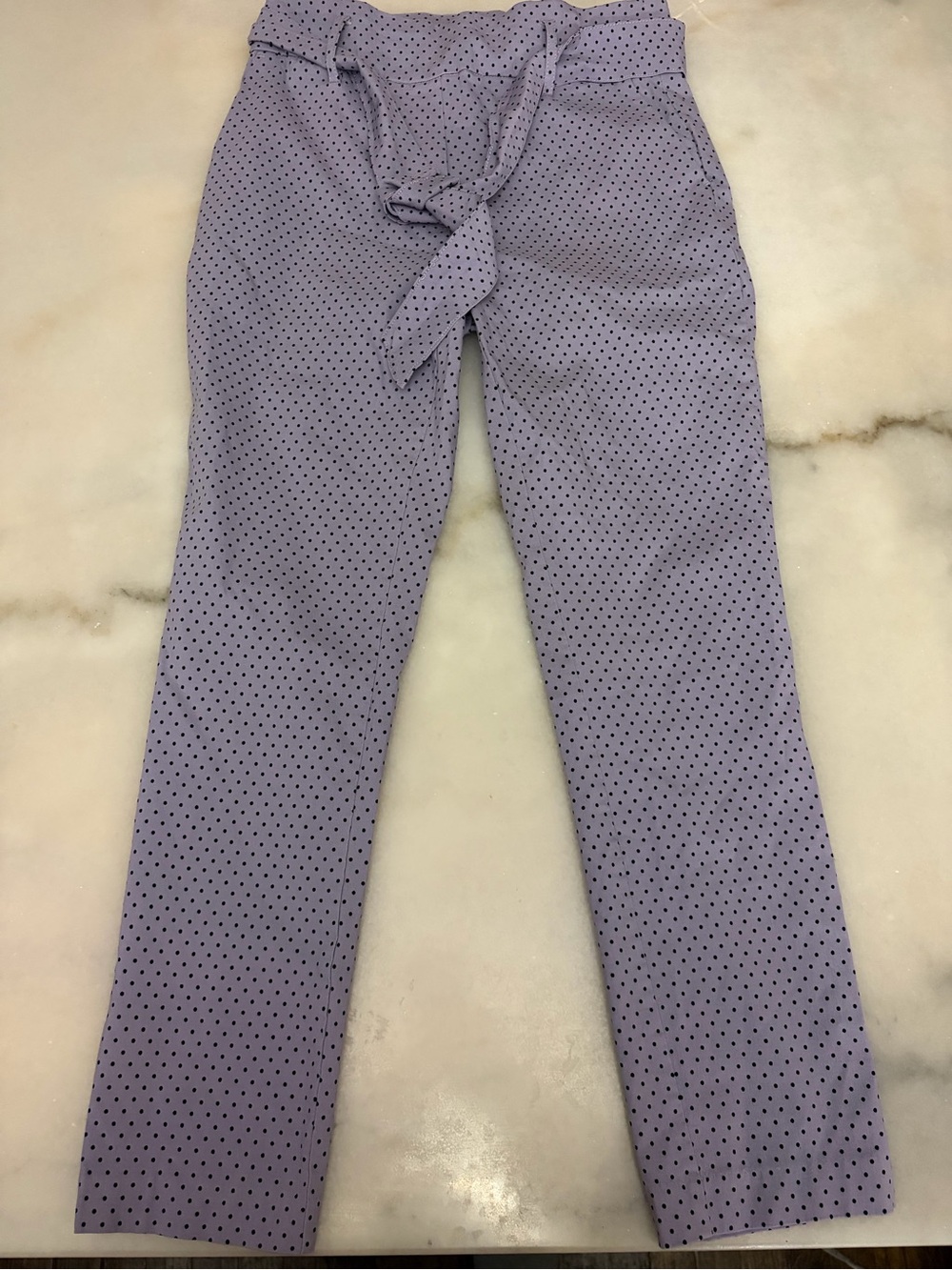 Lavender Polka Dot Tie-Waist Trousers